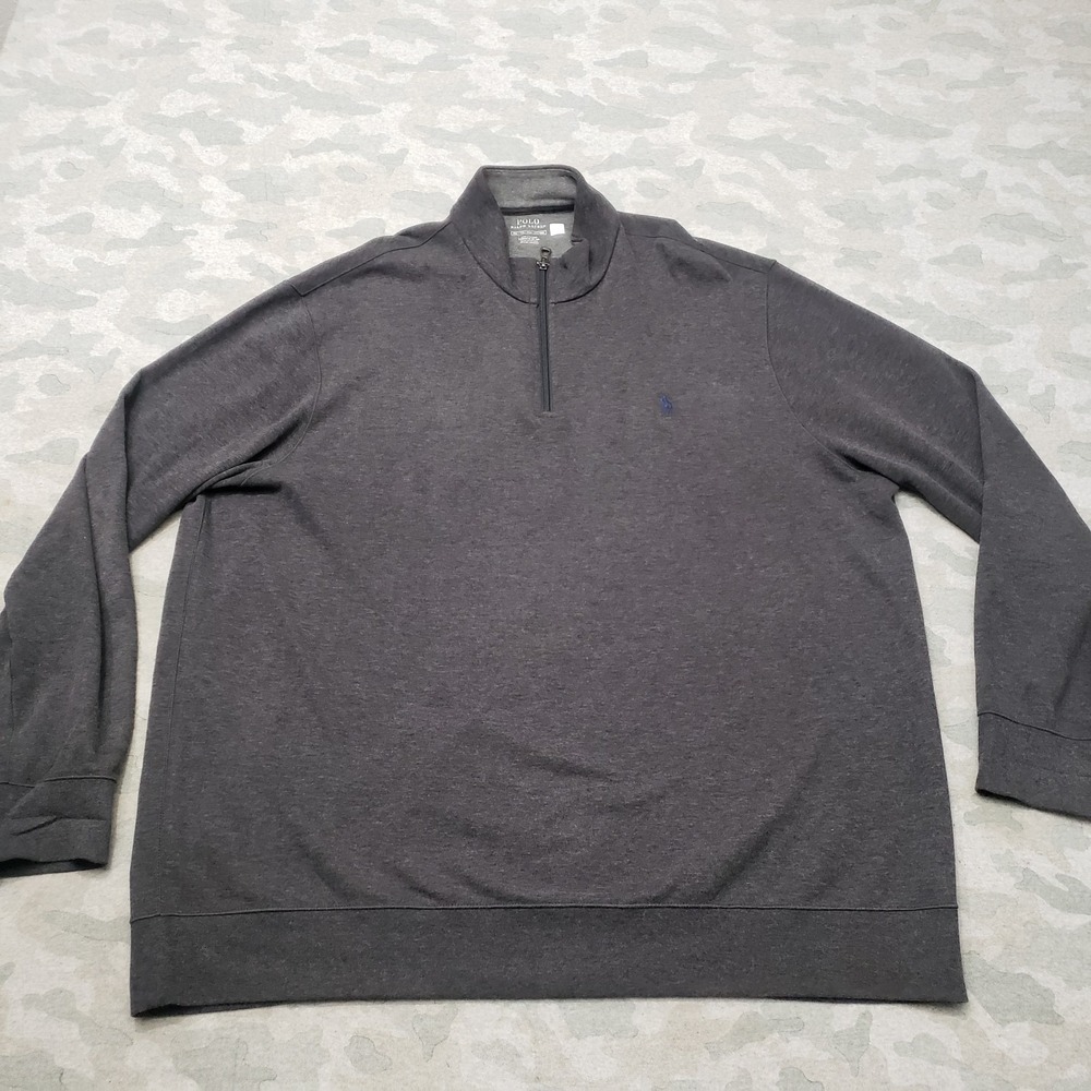 Polo Ralph Lauren Sweatshirt Mens 2XL Gray Quarter Zip Long Sleeve